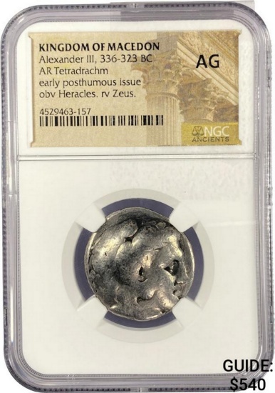 Macedon Alexander III, 336-323 Silver Tetradrachm NGC