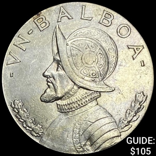 1934 Panama Silver Balboa CHOICE AU