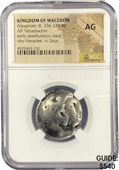 Macedon Alexander III, 336-323 Silver Tetradrachm NGC