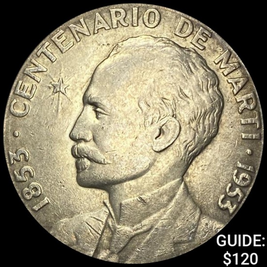 1953 Cuba Silver Peso .77oz NEARLY UNCIRCULATED