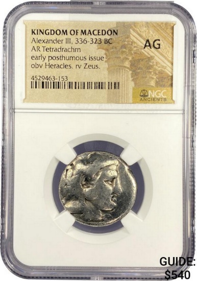 Macedon Alexander III, 336-323 Silver Tetradrachm NGC