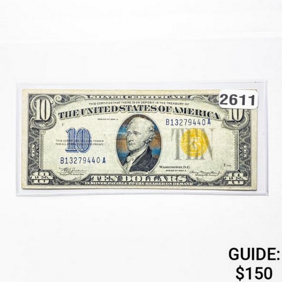 1934A $10 United States Silver Certificate