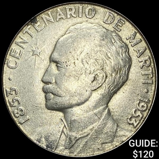 1953 Cuba Silver Peso .77oz CLOSELY UNCIRCULATED