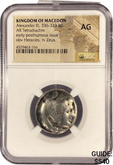 Macedon Alexander III, 336-323 Silver Tetradrachm NGC