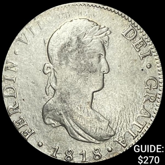1818Mo JJ Mexico Ferdin VII Silver 8 Reales NEARLY UNCIRCULATED