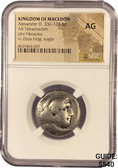 Macedon Alexander III, 336-323 Silver Tetradrachm NGC