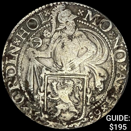 1500s-1600s Netherlands .67oz Silver Lion Daalder NEARLY UNCIRCULATED