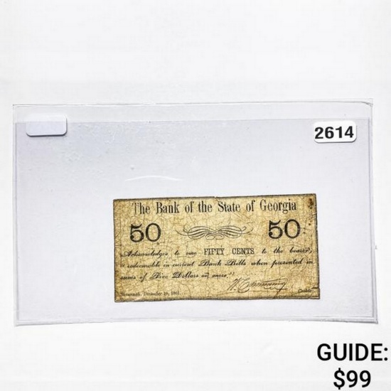 Dec. 19, 1861 50C Bank of Georgia Note 4