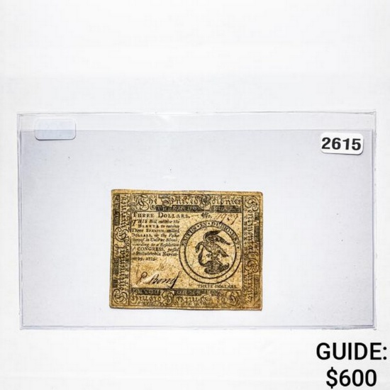 Nov. 29, 1775 $3 Continental Currency 4