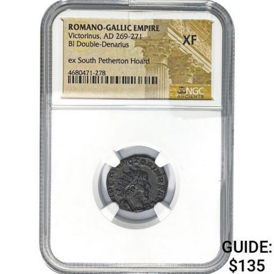 Romano-Gallic AD 269-271 BI Dbl Denarius NGC XF