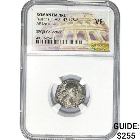 Roman Faustina Jr. AD 147-175/6 Silver Denarius NGC VF