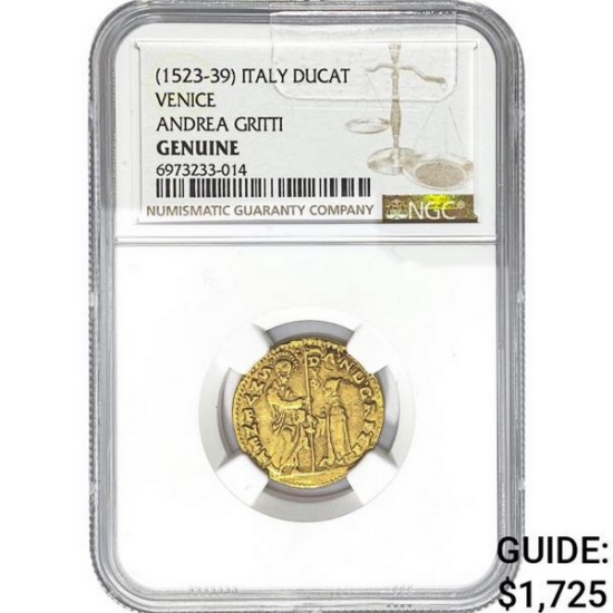 [1523-39] Venice .138oz Gold Andrea Gritti Ducat  NGC GENUINE