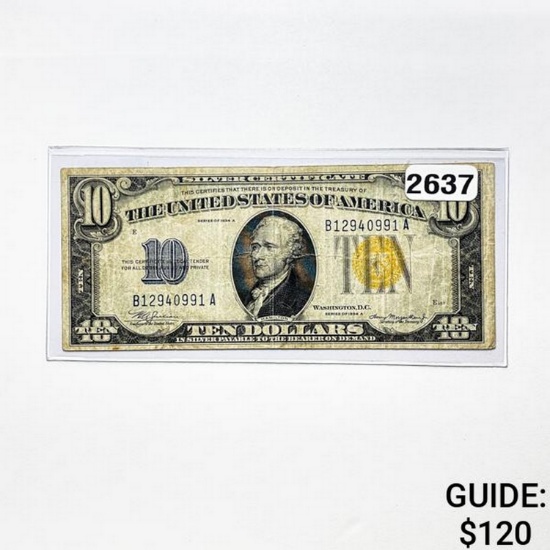 1934A $10 United States SIlver Certificate