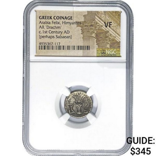 Greek Arabia Felix, Himyarites Silver Drachm NGC VF