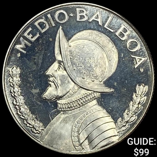 1966 Panama Silver 1/2 Balboa CHOICE PROOF