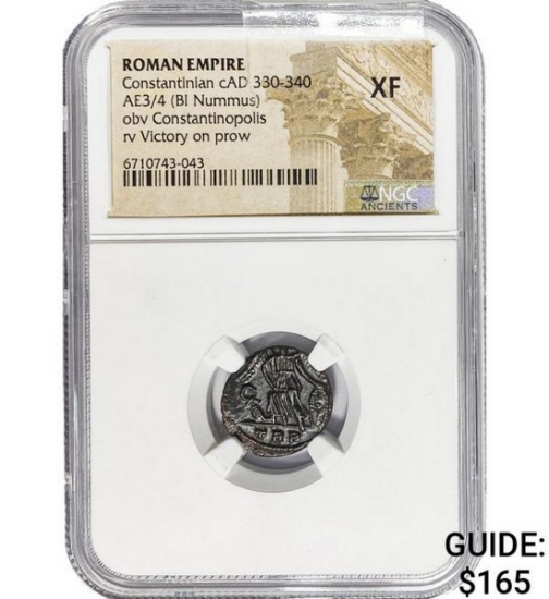 Roman Constantinian cAD 330-340 AE3/4 BI Nummus NGC XF