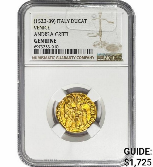 [1523-39] Venice .138oz Gold Andrea Gritti Ducat  NGC GENUINE
