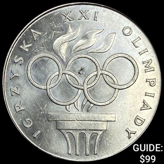 1976 Poland Silver 200 Zloty Olympics UNCIRCULATED