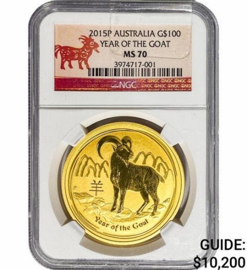 2015P Australia 1oz Gold $100 Goat NGC MS70