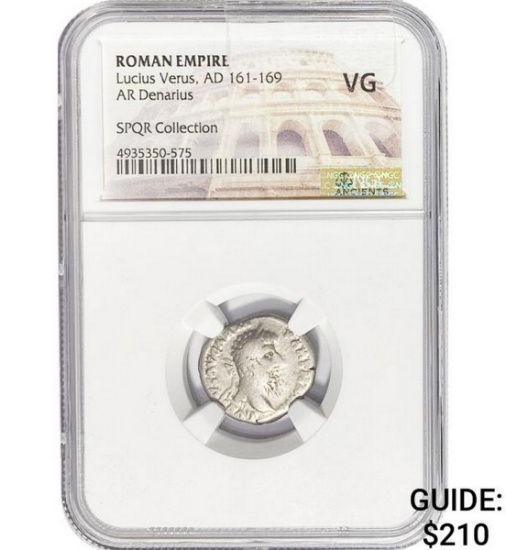 Roman Lucius Verus, AD 161-169 Silver Denarius NGC VG