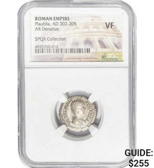 Roman Plautilla, AD 202-205 Silver Denarius NGC VF
