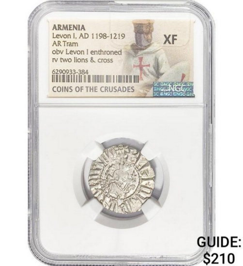 Armenia Levon I, AD 1198-1219 Silver Tram NGC XF