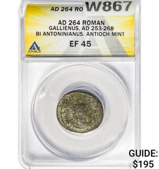 Roman Gallienus, AD 253-268 BI Antoninianus ANACS EF45