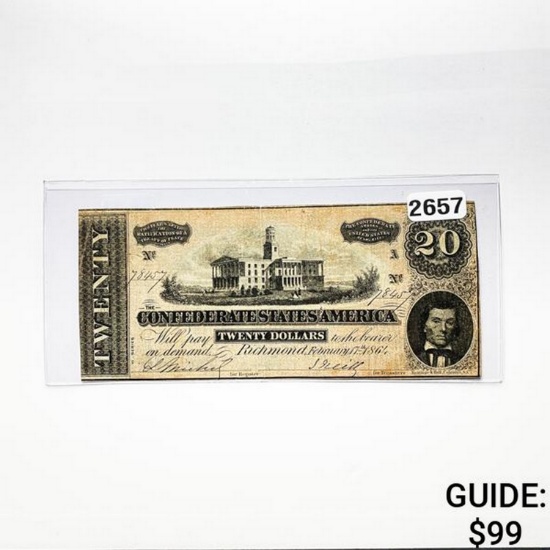 1864 $20 Confederate States of America Note