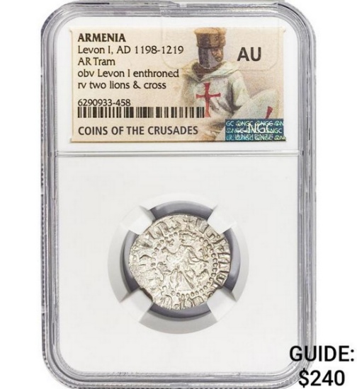 Armenia Levon I, AD 1198-1219 Silver Tram NGC AU
