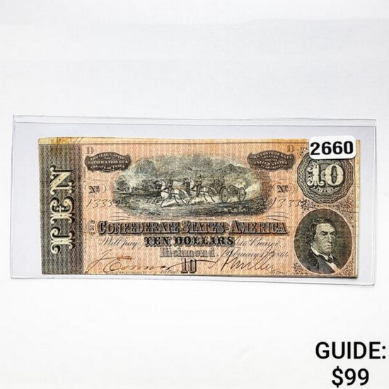 1864 $10 Confederate States of America Note