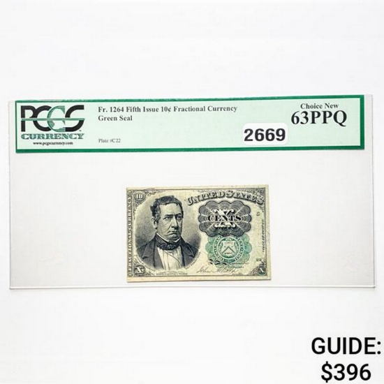 1864 10C 5th Issue Fractional Currency PCGS 63 PPQ