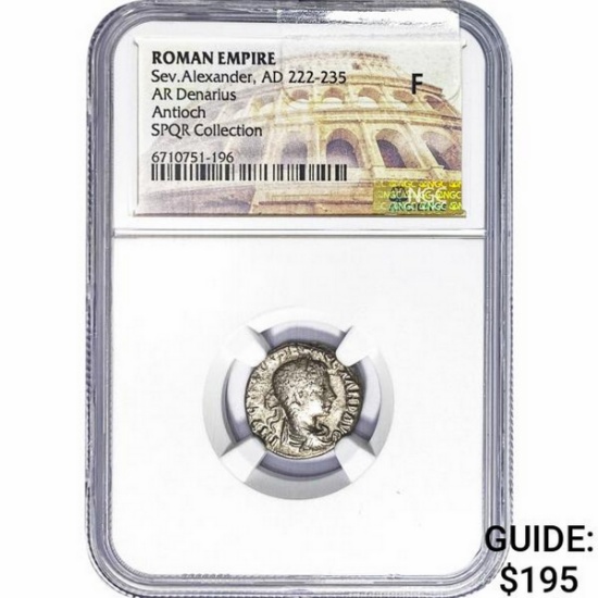 Roman Sev. Alexander, AD 222-235 Silver Denarius NGC F