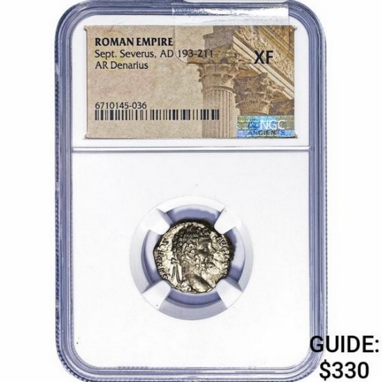 Roman Sept. Severus, AD 193-211 Silver Denarius NGC XF