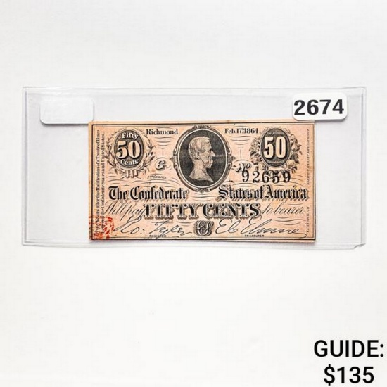 1864 50C C.S.A Fractional Currency