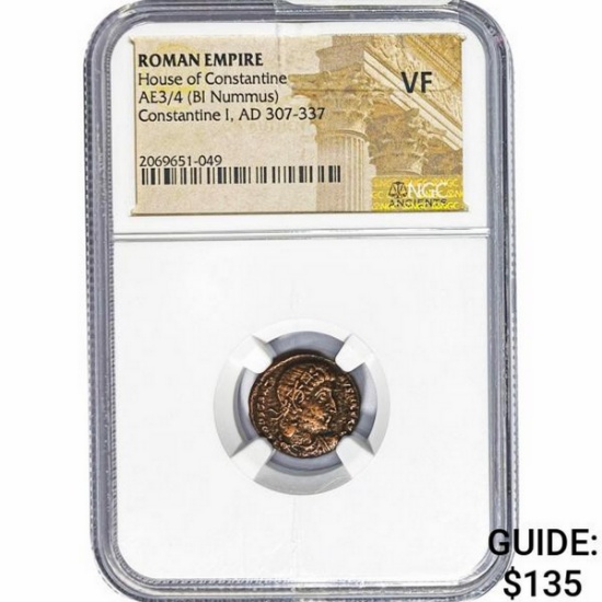 Roman Constantine I, AD 307-337 AE3/4 BI Nummus NGC VF