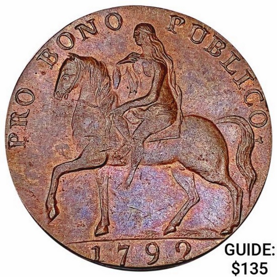1792 UK Lady Godiva 1/2 Penny GEM BU
