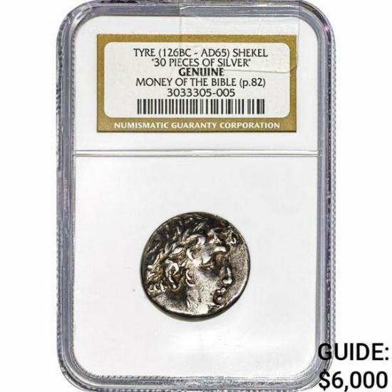 126BC-AD65 Tyre Shekel "30 Pieces of Silver" NGC GENUINE