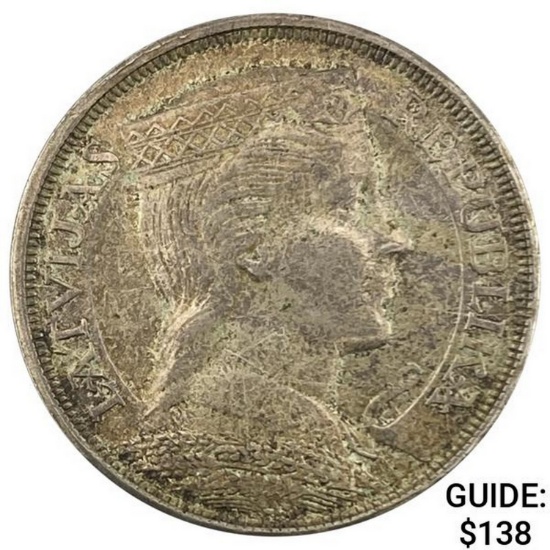 1929 Latvia Silver 5 Lati CLOSELY UNCIRCULATED