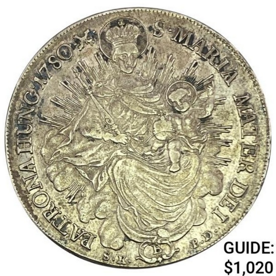 1780-B Hungary Silver Thaler CHOICE AU