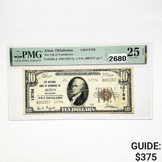 1929 $10 Altus, OK N.B. of Comm. Note PMG 25 EPQ