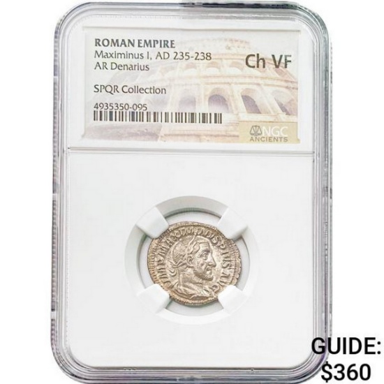Roman Maximinus I, AD 235-238 Silver Denarius NGC Ch VF