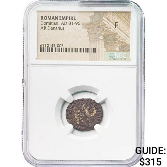 Roman Domitian, AD 81-96 Silver Denarius NGC F
