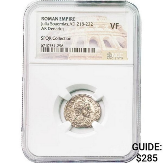 Roman Julia Soaemias, AD 218-222 Silver Denarius NGC VF