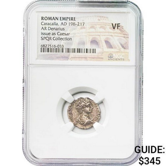 Roman Caracalla, AD 198-217 Silver Denarius NGC VF