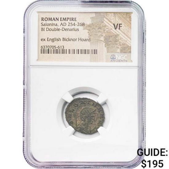 Roman Salonina, AD 254-268 BI Double-Denarius NGC VF