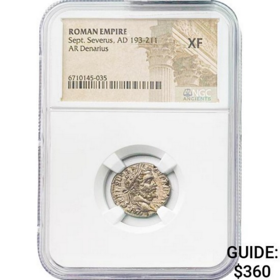Roman Sept. Severus, AD 193-211 Silver Denarius NGC XF
