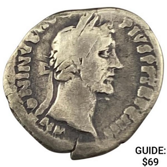 Roman Ant. Pius 138-161 AD Silver Denarius ABOUT UNCIRCULATED