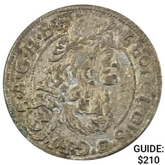 1693 Austria Silver 3 Kreuzer Leopold I CLOSELY UNCIRCULATED