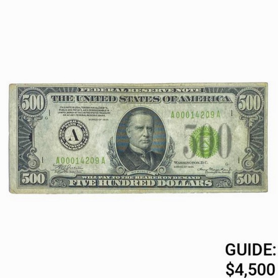 1934 $500 FRN - Boston CLOSELY UNCIRCULATED