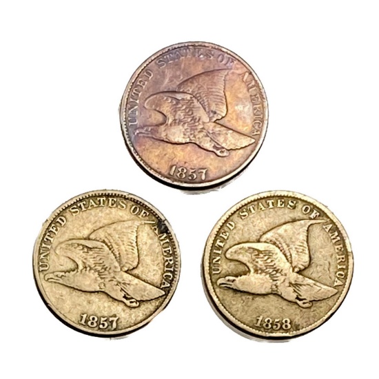1857-1858 Flying Eagle Cent Lot [3 Coins]